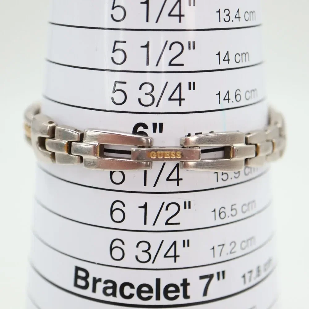 Guess Women's Two Tone Watch 23mm Round Dial Metal Rope Bracelet w New Battery